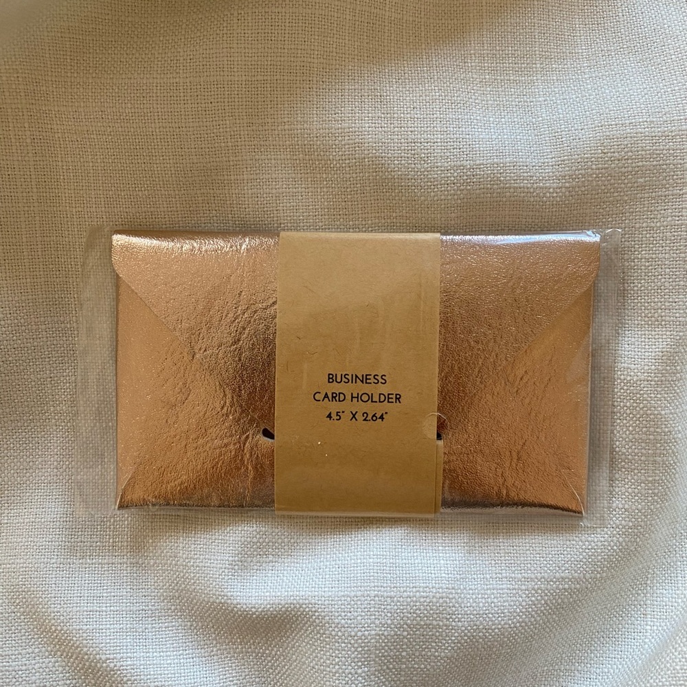 PAPER SOURCE ROSE GOLD BUSINESS CARD HOLDER ENVELOPE SHAPE NEW